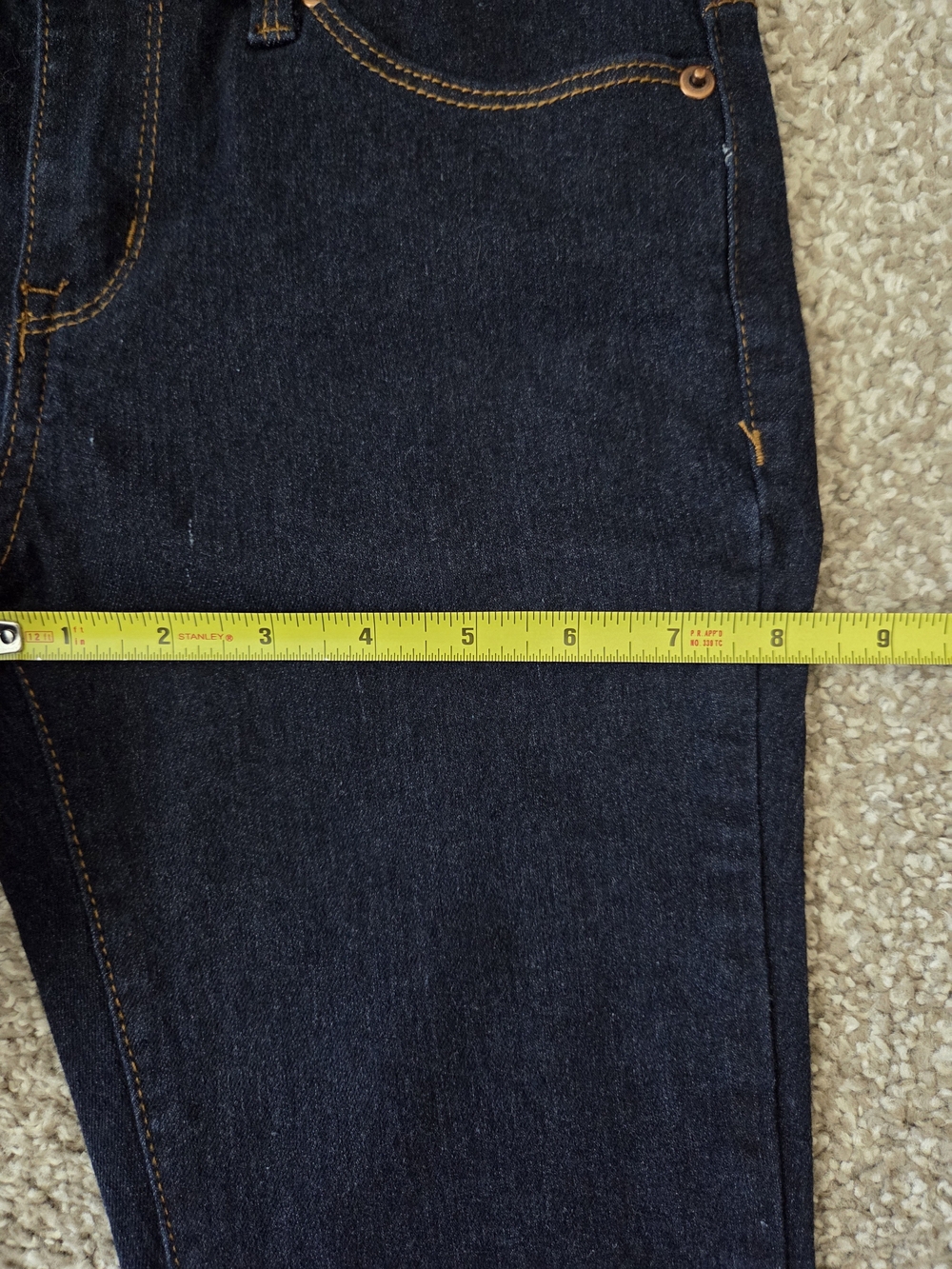 Forever 21 Sz 25 Dark Wash Skinny Denim Jeans Gold Stitching 5-Pockets - Picture 4 of 8